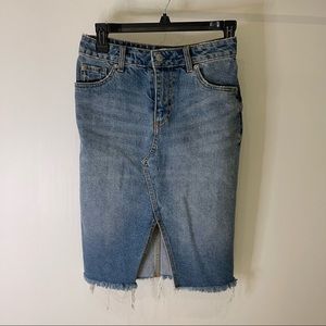 H&M denim midi skirt with front slit size US 4